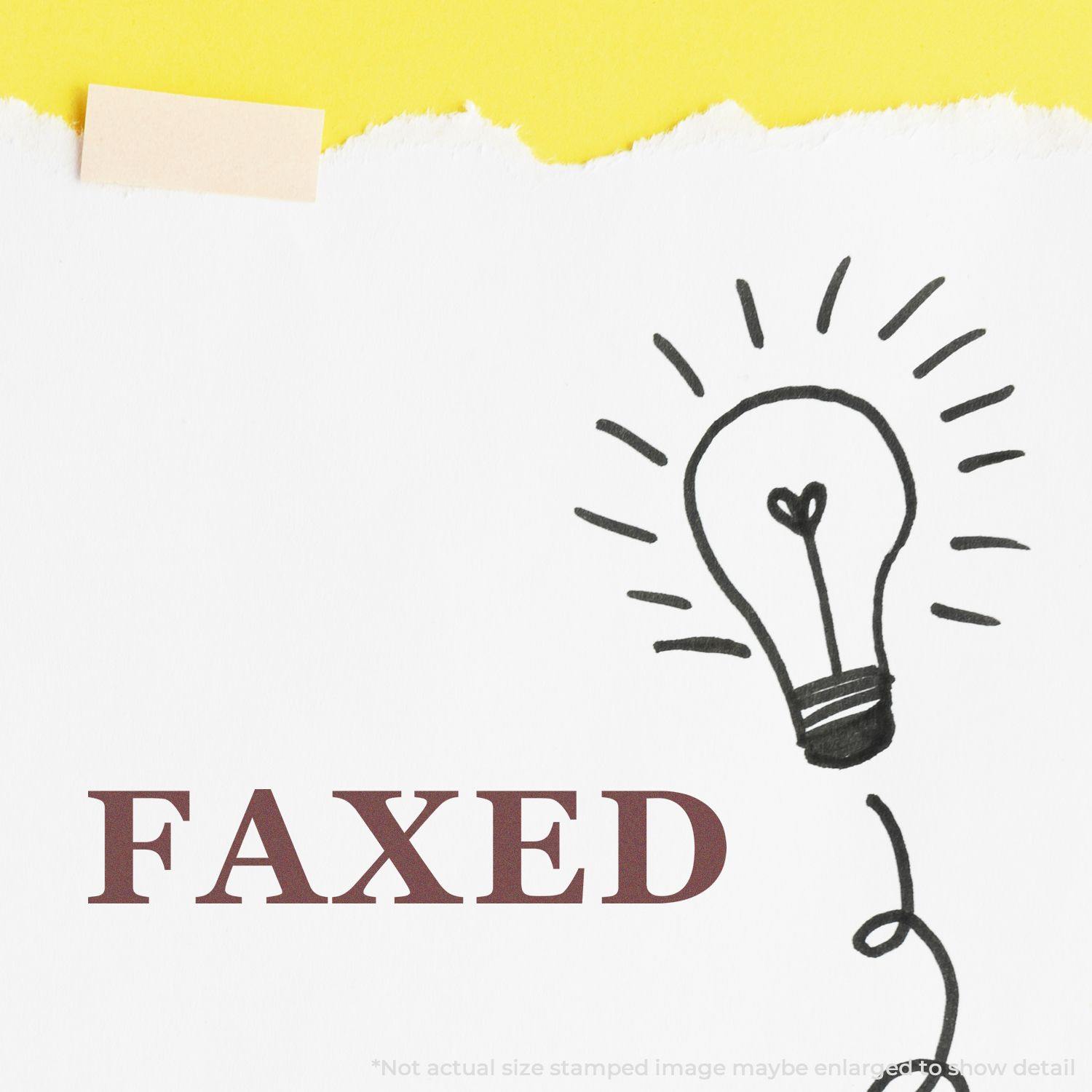 Times Faxed Rubber Stamp on white paper with a lightbulb doodle and the word 'FAXED' in bold letters.