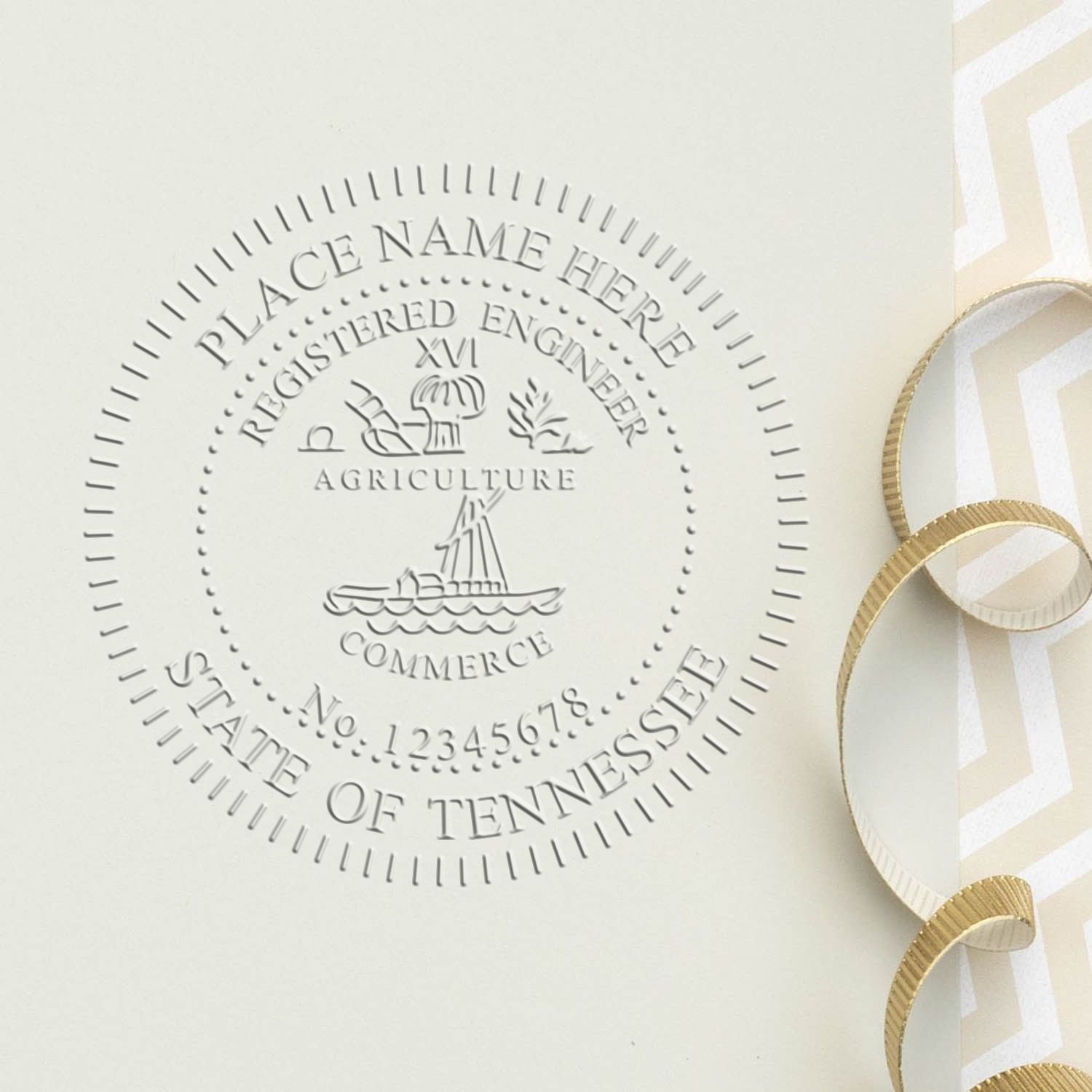 A stamped imprint of the Gift Tennessee Engineer Seal in this stylish lifestyle photo, setting the tone for a unique and personalized product.