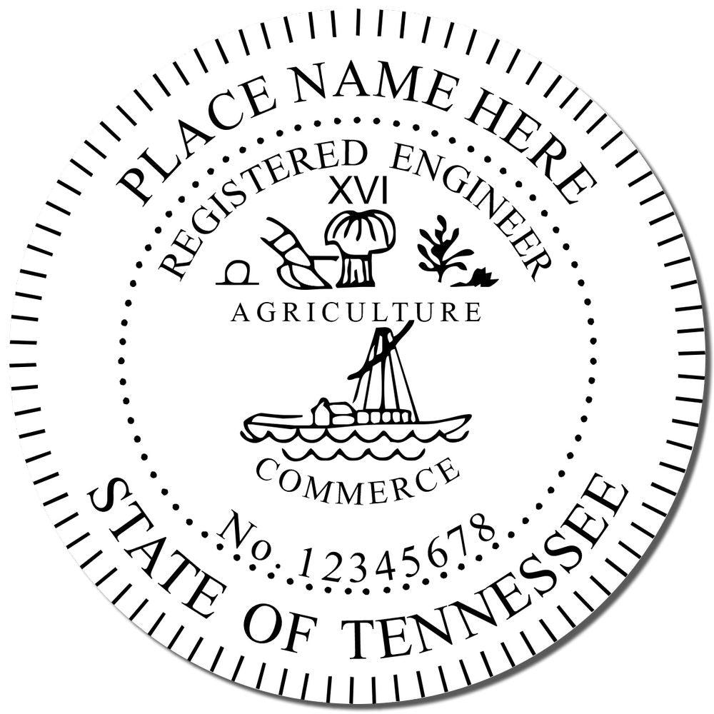 A photograph of the Self-Inking Tennessee PE Stamp stamp impression reveals a vivid, professional image of the on paper.