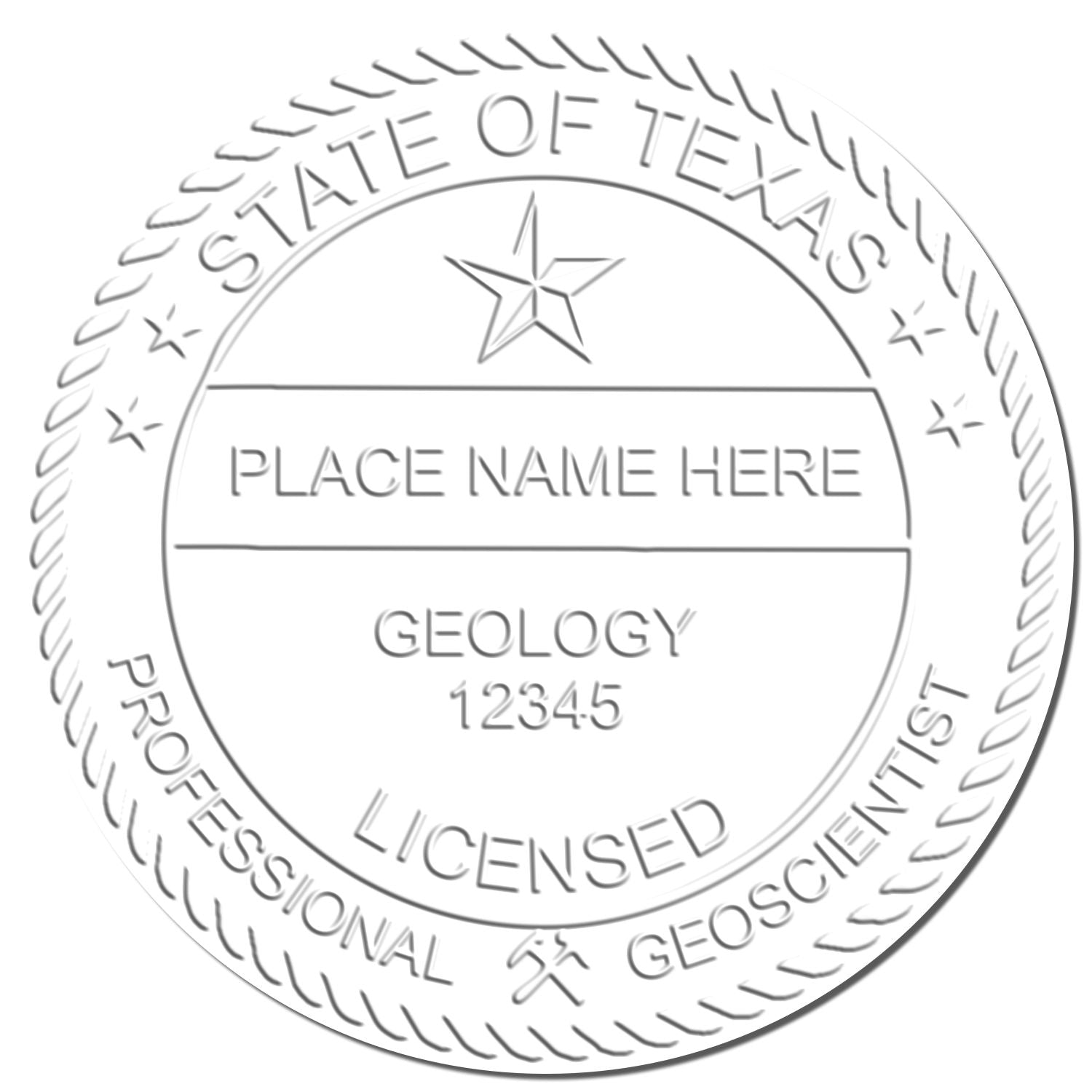 The main image for the Texas Geologist Desk Seal depicting a sample of the imprint and imprint sample