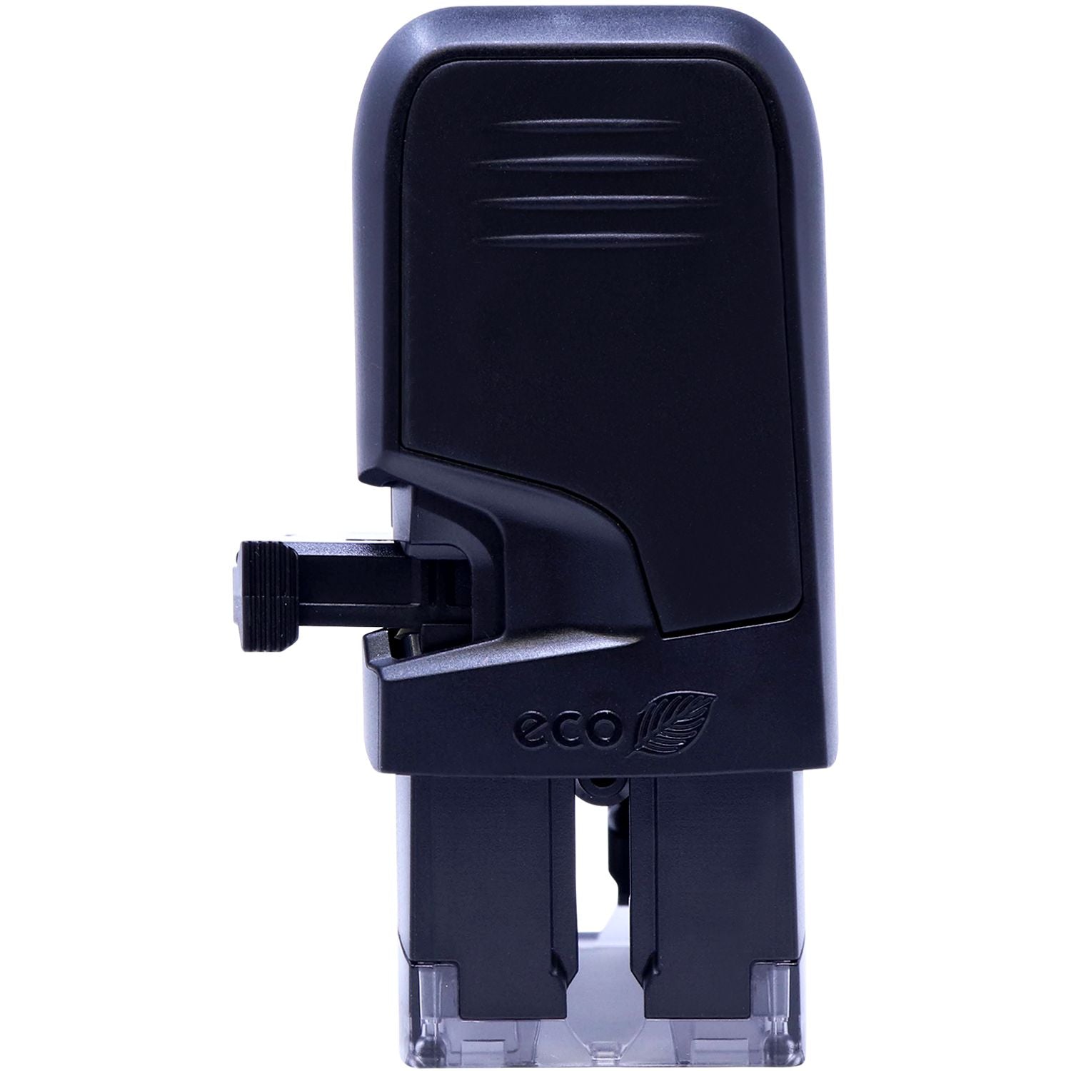 Custom Self Inking Rubber Stamp Trodat 4914 Size 1 x 2-1/2, black, side view with pad extended, eco-friendly design.