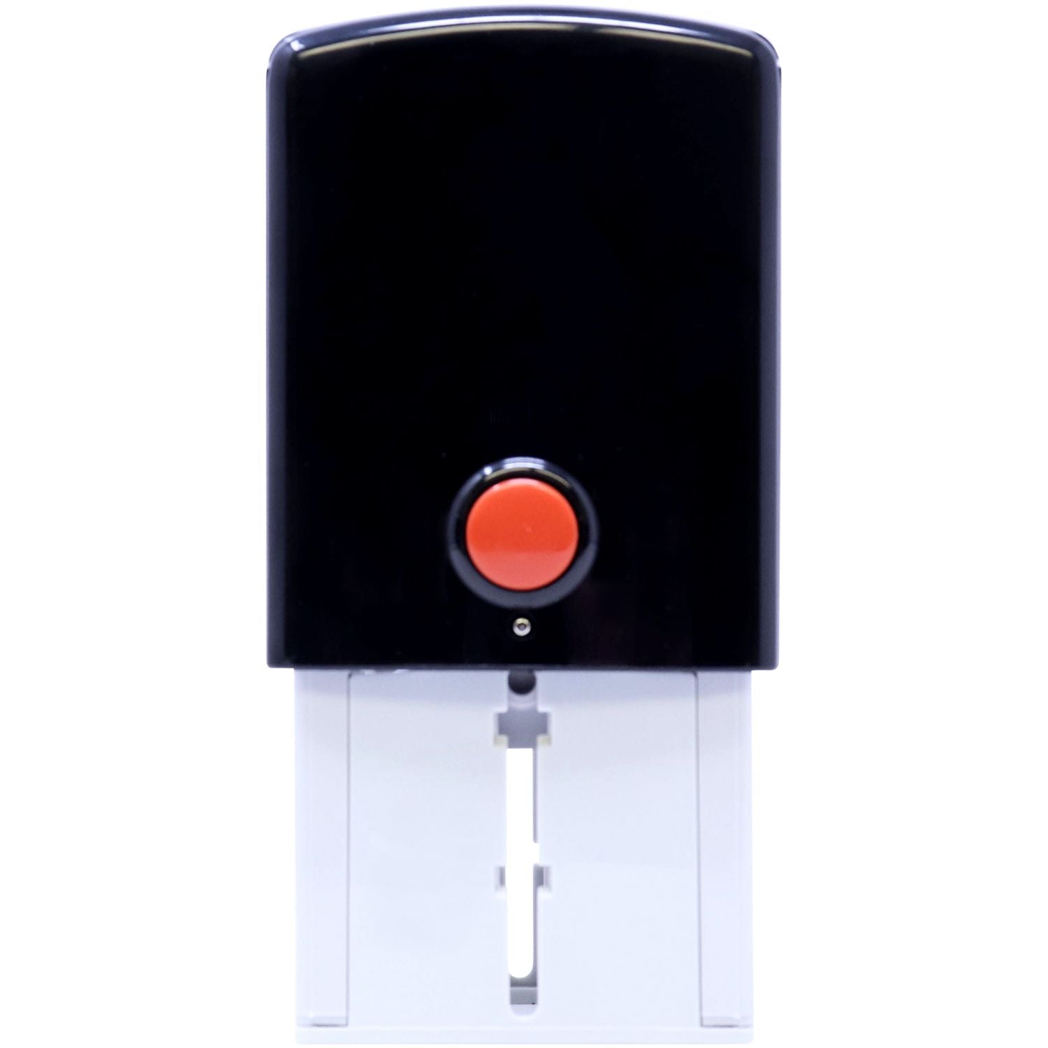 Custom Self Inking Stamp Trodat 4924 Size 1-5/8 x 1-5/8, black body with a red button, shown in a front view against a white background.