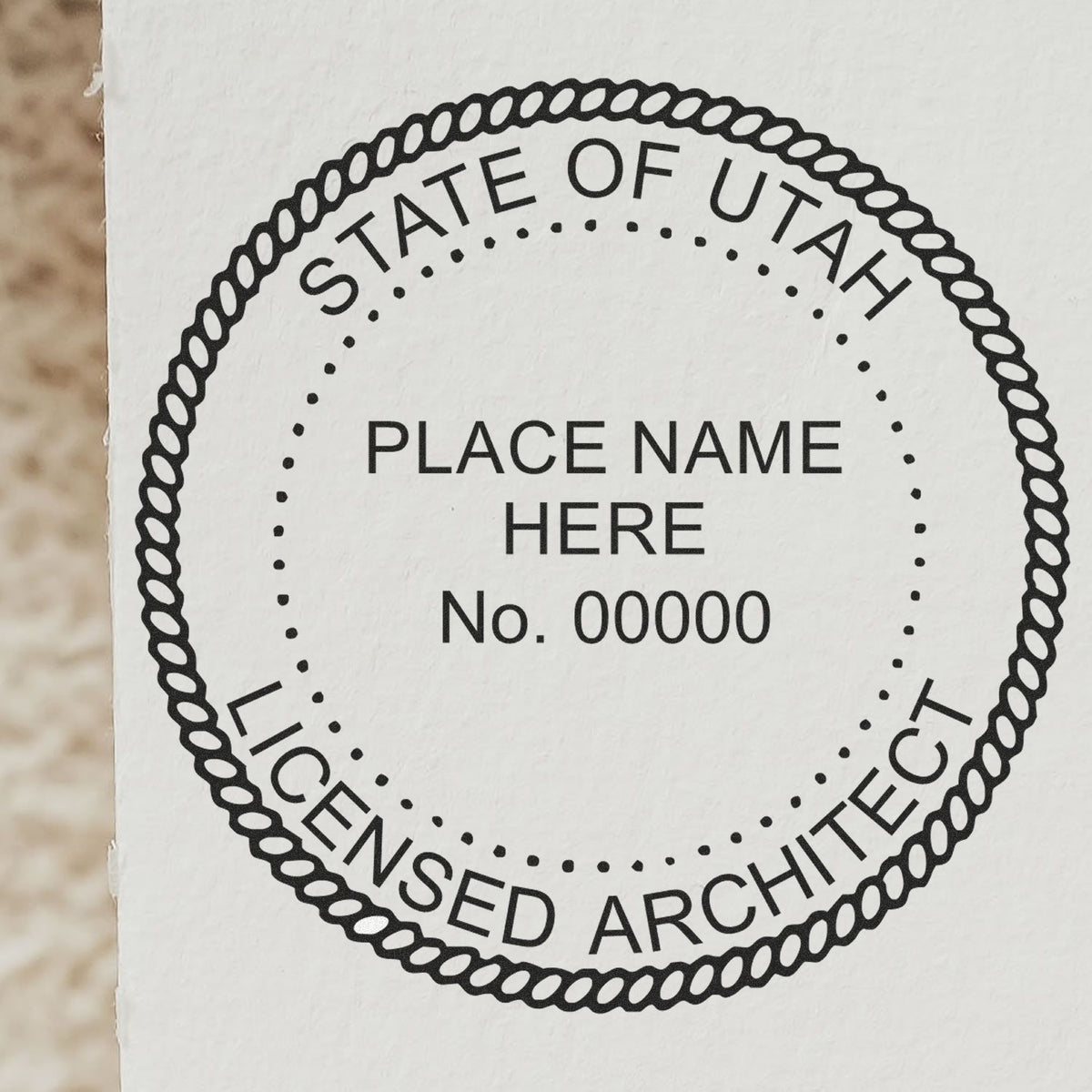 Premium MaxLight Pre-Inked Utah Architectural Stamp Lifestyle Photo