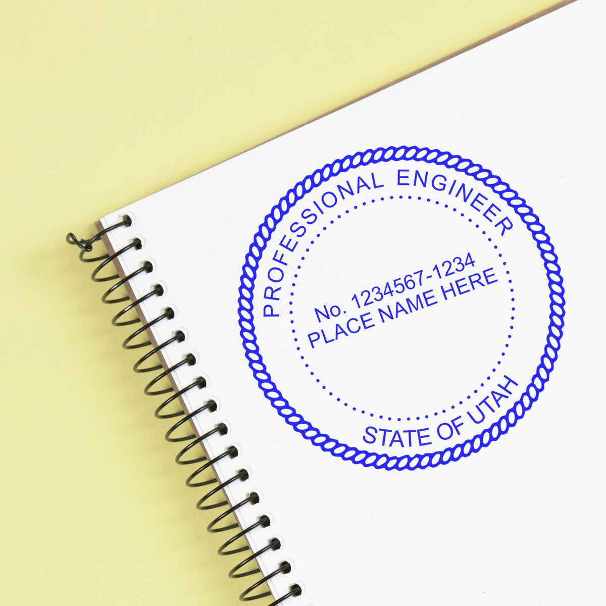 The Slim Pre-Inked Utah Professional Engineer Seal Stamp stamp impression comes to life with a crisp, detailed photo on paper - showcasing true professional quality.
