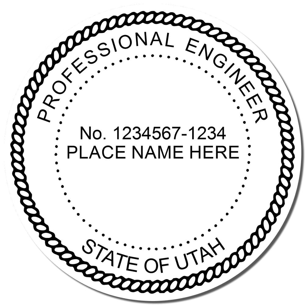 An alternative view of the Digital Utah PE Stamp and Electronic Seal for Utah Engineer stamped on a sheet of paper showing the image in use