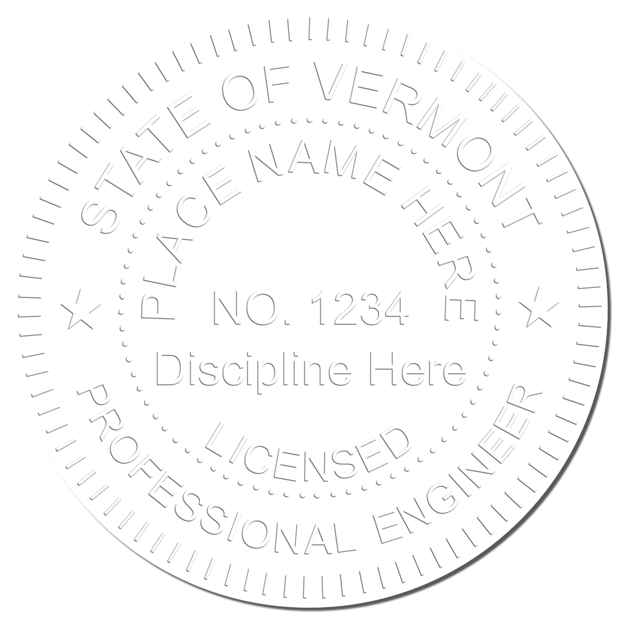 The main image for the Vermont Engineer Desk Seal depicting a sample of the imprint and electronic files