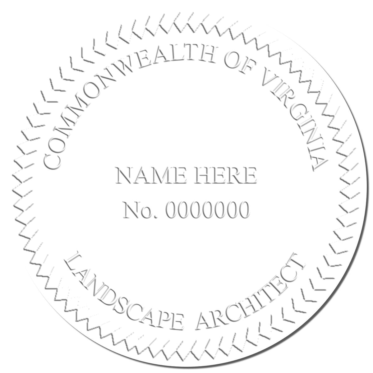 This paper is stamped with a sample imprint of the Hybrid Virginia Landscape Architect Seal, signifying its quality and reliability.