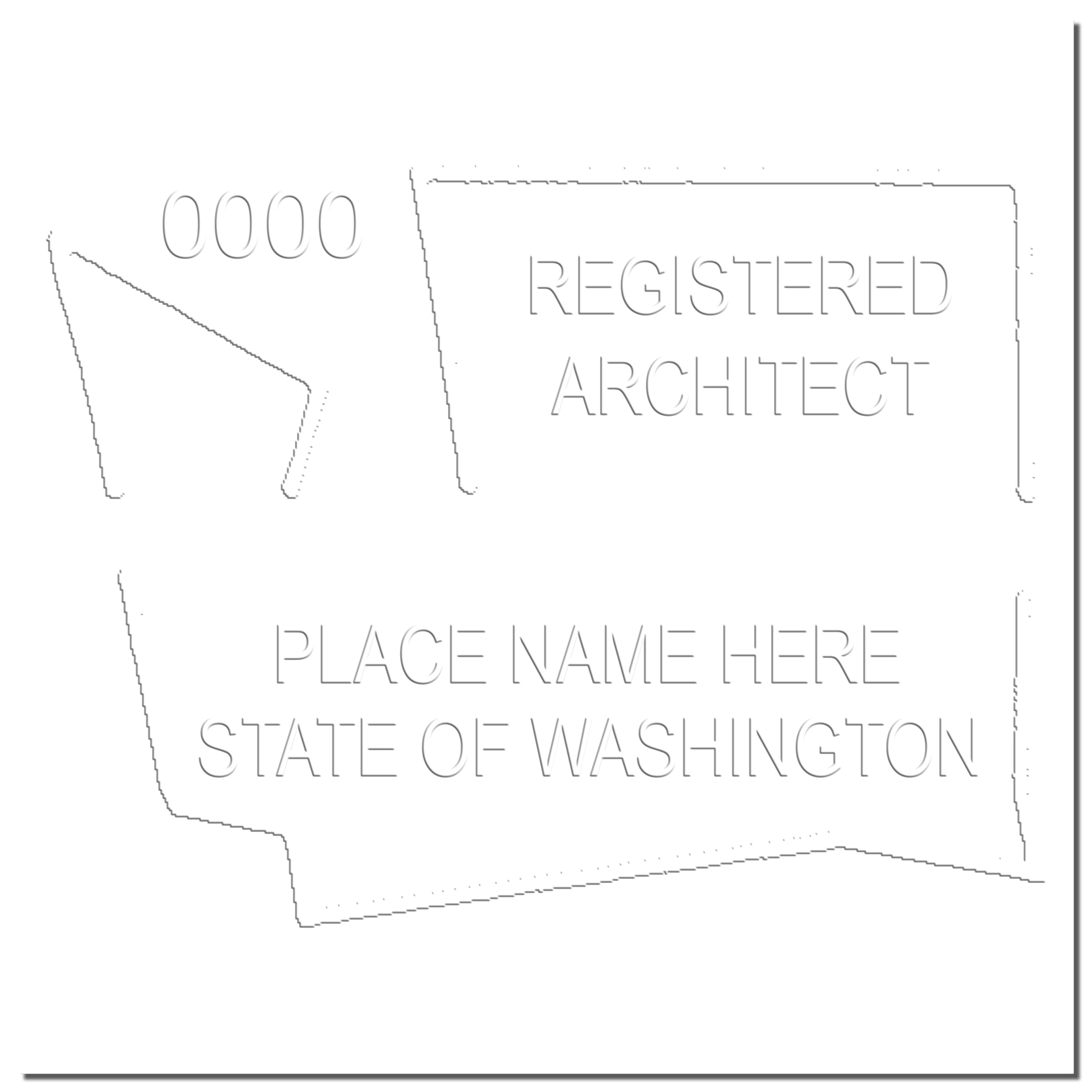 A photograph of the Handheld Washington Architect Seal Embosser stamp impression reveals a vivid, professional image of the on paper.