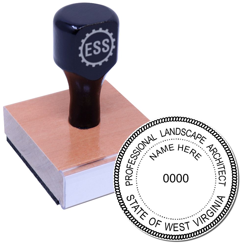 The main image for the West Virginia Landscape Architectural Seal Stamp depicting a sample of the imprint and electronic files