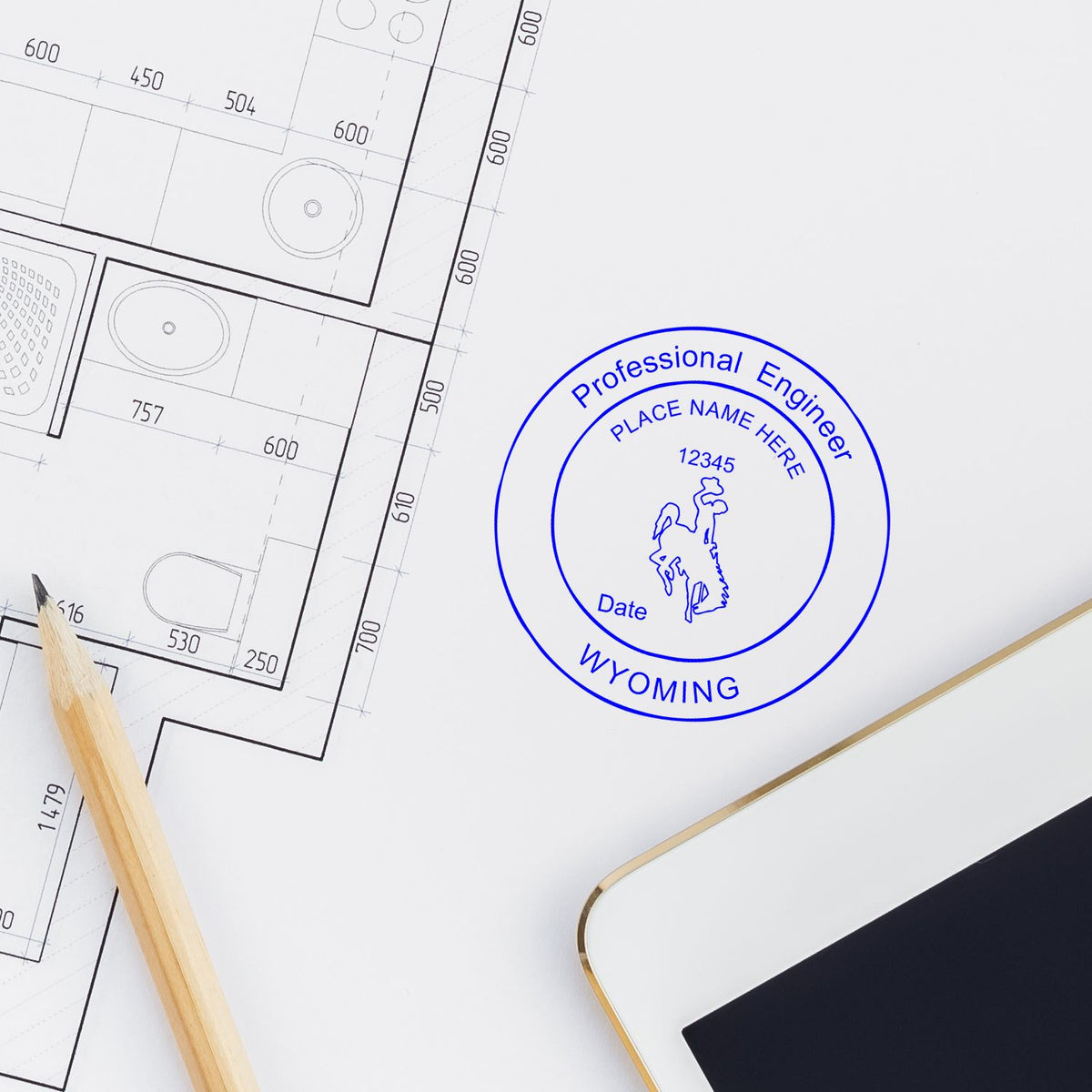 The Wyoming Professional Engineer Seal Stamp stamp impression comes to life with a crisp, detailed photo on paper - showcasing true professional quality.