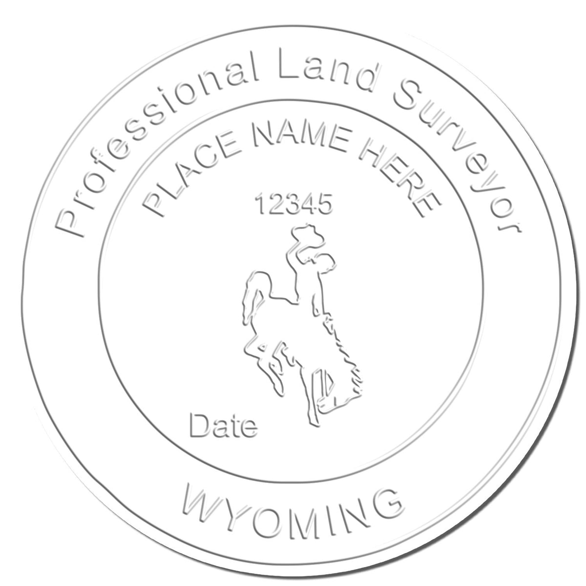 This paper is stamped with a sample imprint of the State of Wyoming Soft Land Surveyor Embossing Seal, signifying its quality and reliability.