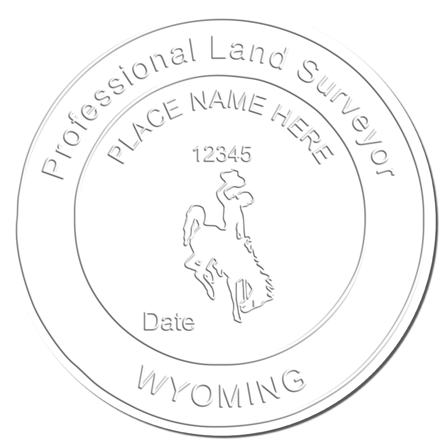 This paper is stamped with a sample imprint of the Heavy Duty Cast Iron Wyoming Land Surveyor Seal Embosser, signifying its quality and reliability.