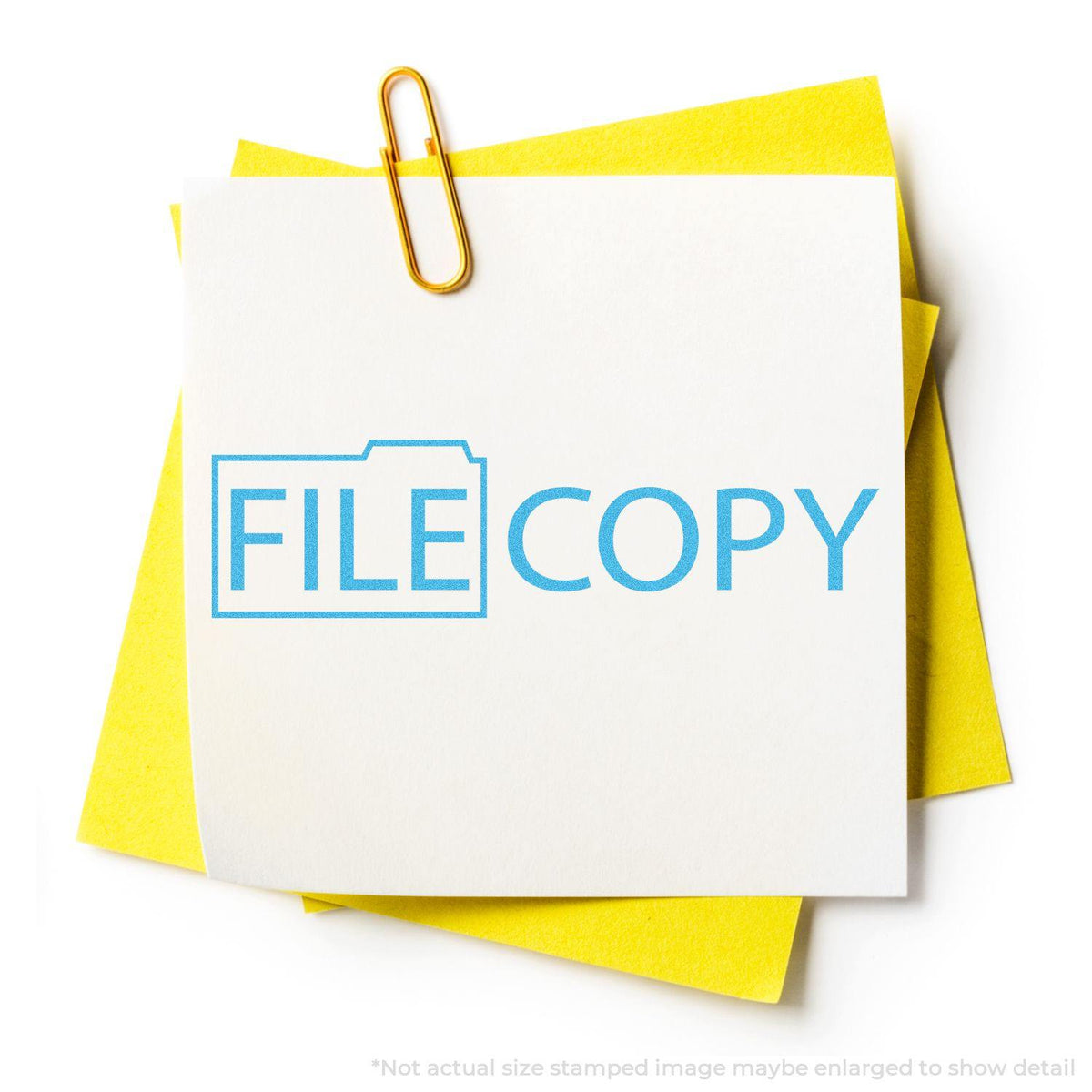 In Use Photo of Blue File Copy Xstamper Stamp
