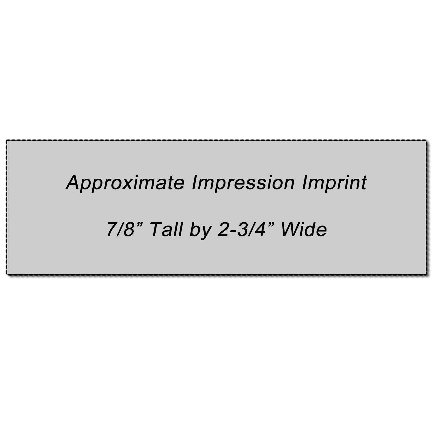 Jumbo Fax Xstamper Stamp with an approximate impression imprint of 7/8 tall by 2-3/4 wide, shown on a grey background.