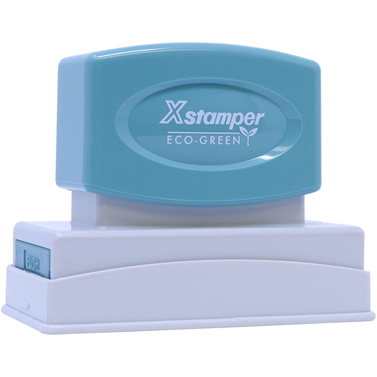 Jumbo Bold Red C.O.D. Xstamper Stamp with a blue and white design, featuring the Xstamper Eco-Green logo on the top.