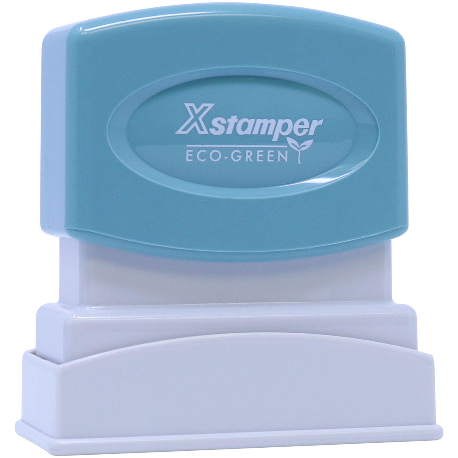 Approved For Payment Xstamper Stamp with a teal top and white base, featuring the Xstamper Eco-Green logo on the front.